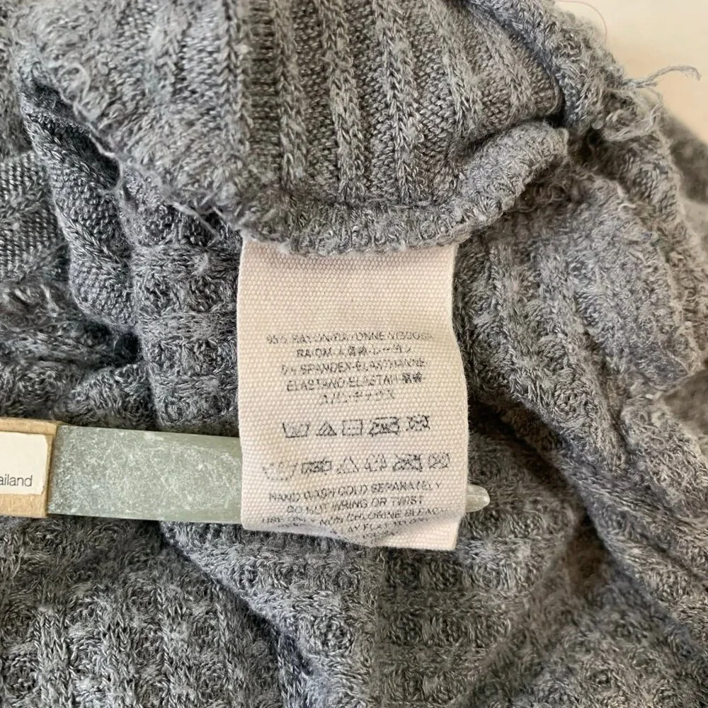 Free People Ventura Gray Waffle Knit Thermal Scoop Neck High‎ Low Top Small